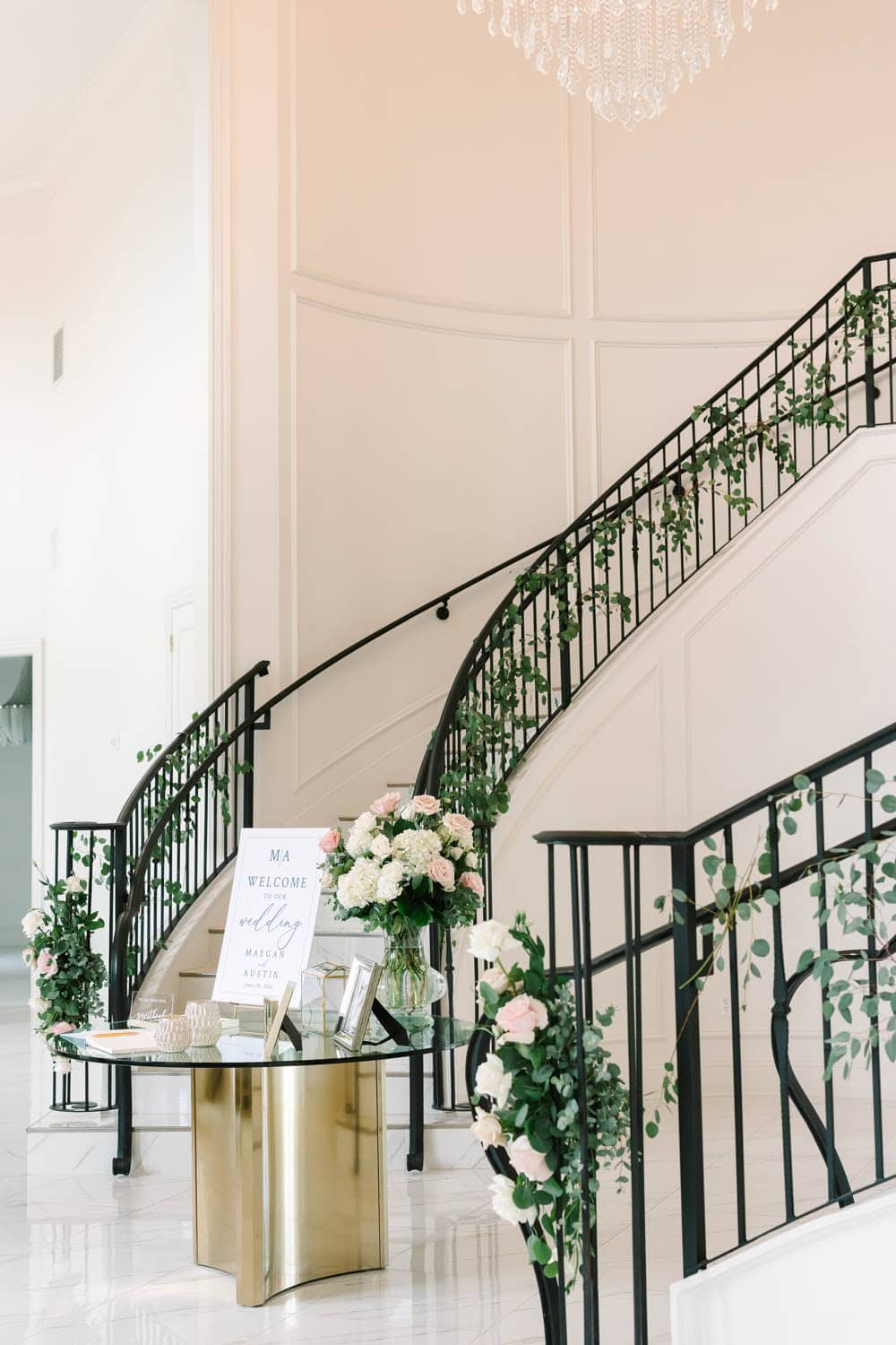 Beautiful floral arrangement with white and pink flowers at Simply Blessed Flowers.