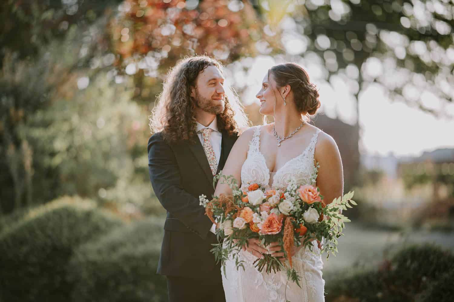 Wedding flowers bouquet, bride and groom, outdoor wedding, floral arrangement, Simply Blessed Flower.